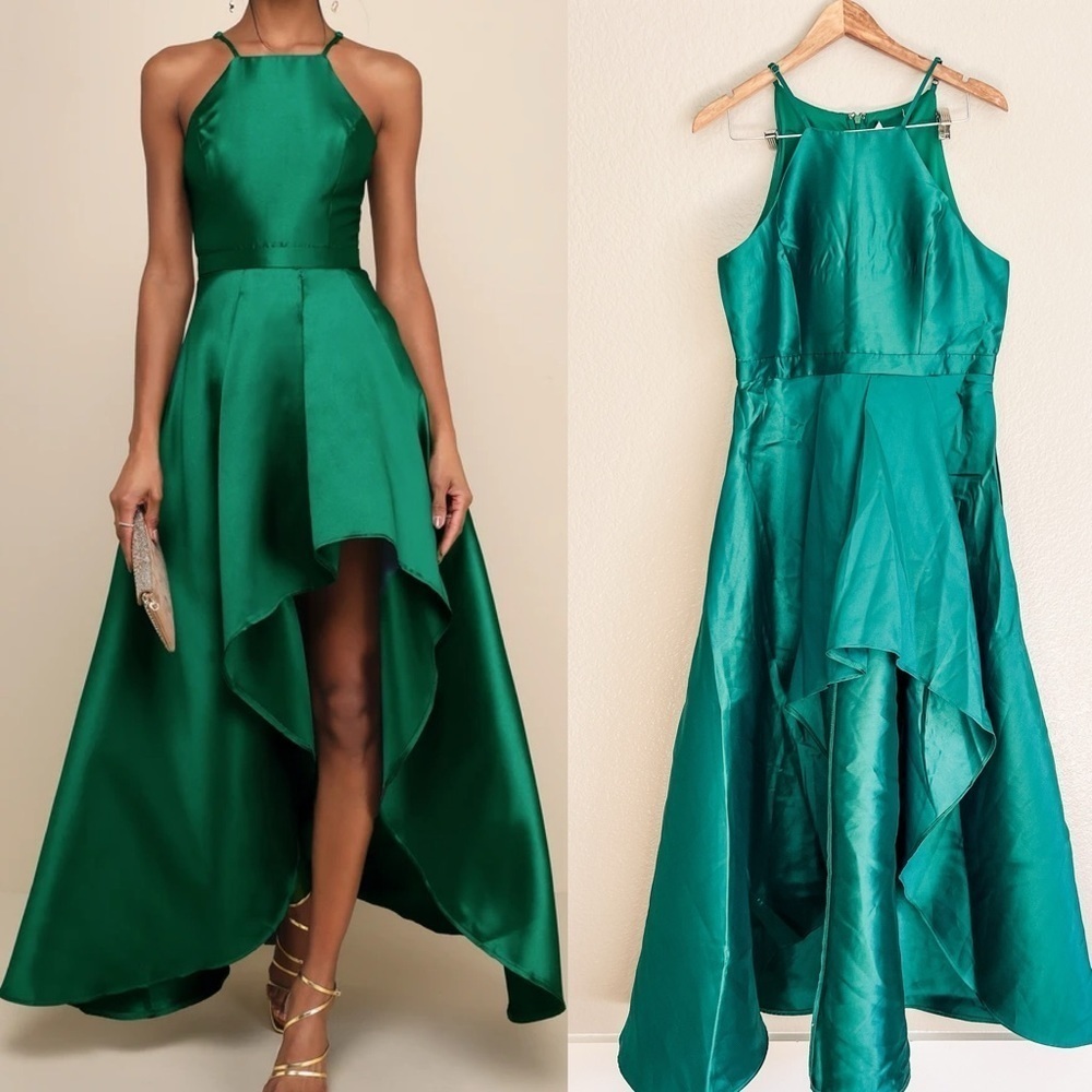 NWOT Broadway Show Emerald Green High-Low Maxi Dress